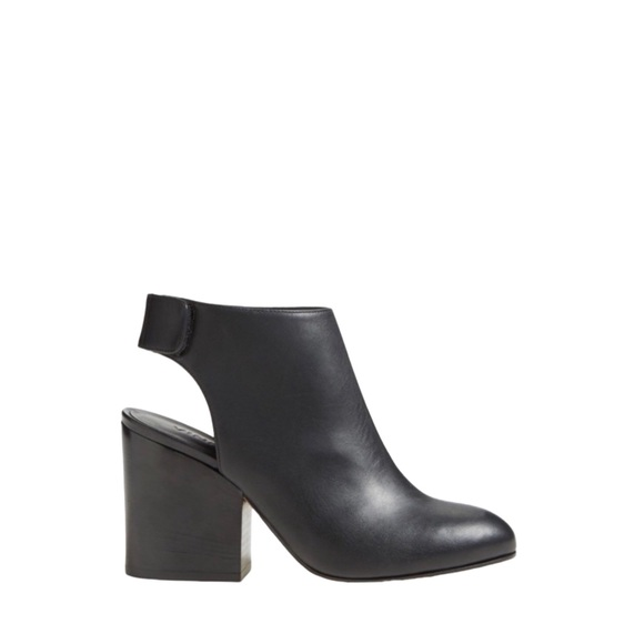 Vince Ingrid Black Leather Block Heel Slingback‎ Booties Boots Size 5